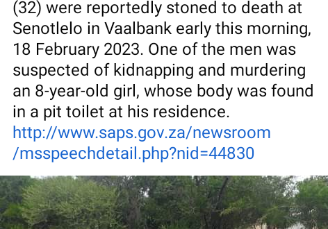Man, girlfriend and her son stoned to death after body of 8-year-old missing girl was found inside pit toilet in South Africa