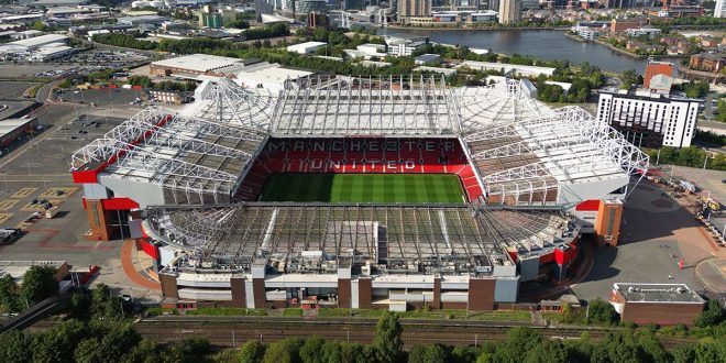 Manchester Untited ground Old Trafford stadium, home of Manchester United Football Club on August 31, 2022 in Manchester, England.