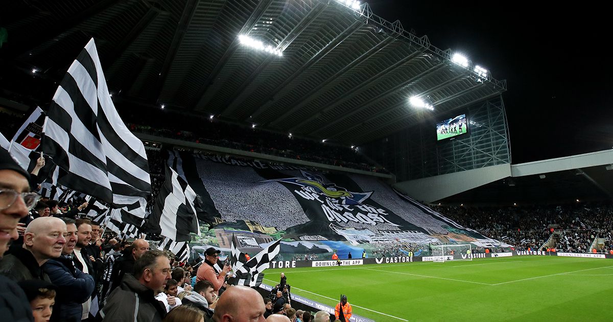 Newcastle United form a TIFO prior to kick off of the Premier League match between Newcastle United and Everton FC at St. James