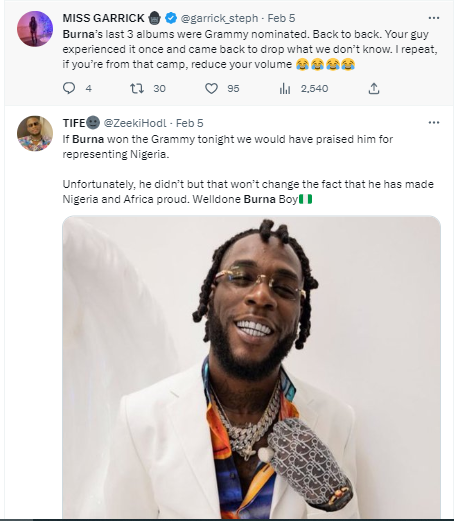 Nigerians react after Burna Boy lost two categories at?the?Grammys