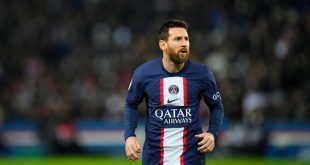 Lionel Messi of PSG jogs during the Ligue 1 match between PSG and Toulouse at the Parc des Princes in Paris, France on 4 February, 2023.