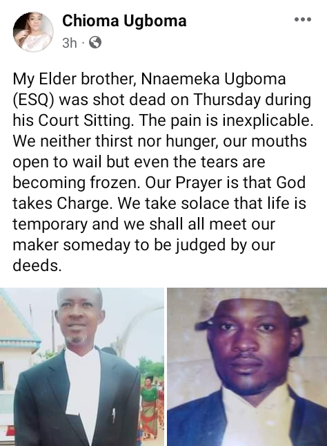 "The pain is inexplicable" - Journalist and sister of Imo judge shot dead by gunmen in court, mourns