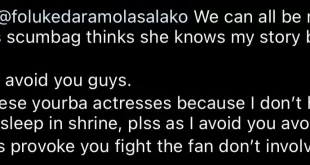 You?re a fat fool. I avoid Yoruba actresses because I don?t have power to sleep in the shrine - Tonto Dikeh slams Foluke Daramola for taking sides with Churchill