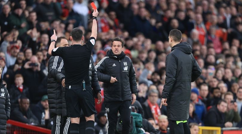 Fulham manager Marco Silva is sent off in his side