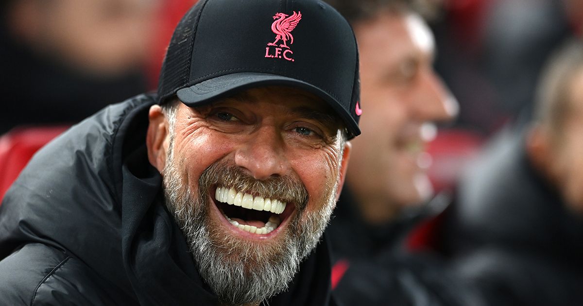 Liverpool and Manchester United are competing for a centre-back: Liverpool manager Jurgen Klopp reacts prior to the Premier League match between Liverpool FC and Everton FC at Anfield on February 13, 2023 in Liverpool, England.