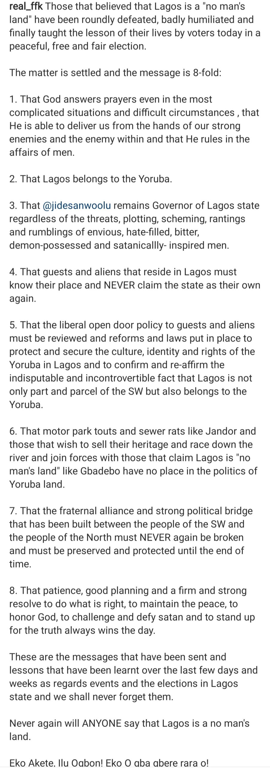 Those that believed Lagos is a no man