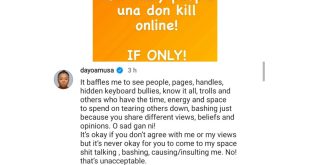 You are no better than the thugs on the streets- Dayo Amusa tackles keypad warriors who troll her for sharing different views, beliefs and opinions