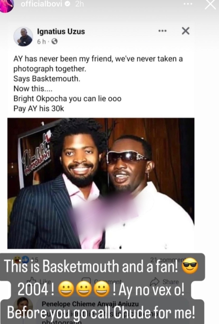 Bovi reacts to old picture of Basketmouth and AY together