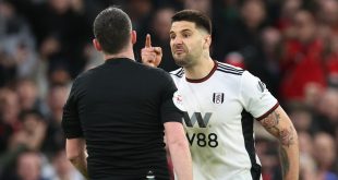 Fulham striker, Aleksandar Mitrovic is banned for eight matches for shoving referee Chris Kavanagh during FA Cup quarter-final defeat at Manchester United