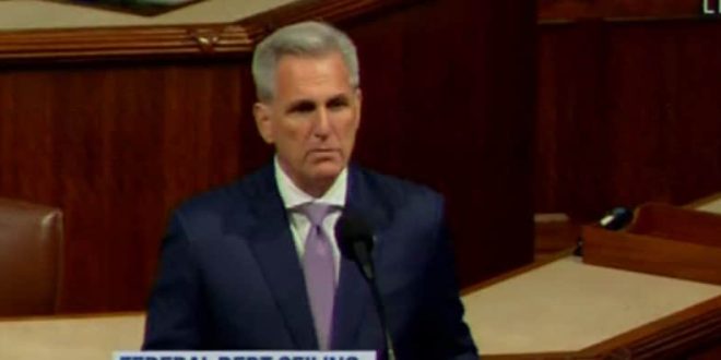 Kevin McCarthy speaks on the House floor about the debt limit