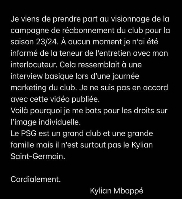 Kylian Mbappe hits out at his own club after they featured him in clip promoting PSG season tickets