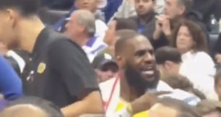 LeBron James, Lakers Fan in Kobe Bryant Jersey Have Animated Discussion About Rings