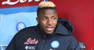 Manchester United rumoured transfer target Victor Osimhen of Napoli looks on from the bench during the Serie A match between Napoli and Hellas Verona at the Stadio Diego Armando Maradona on April 15, 2023 in Naples, Italy.