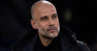Manchester City manager Pep Guardiola looks on during the FA Cup quarter-final match between Manchester City and Burnley at the Etihad Stadium on March 18, 2023 in Manchester, United Kingdom.