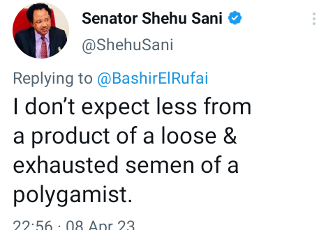 "Product of exhausted semen" - Shehu Sani drags Bashir El-Rufai for calling him jobless