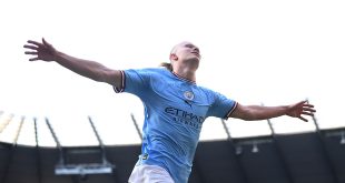 Erling Haaland of Manchester City celebrates after scoring the team