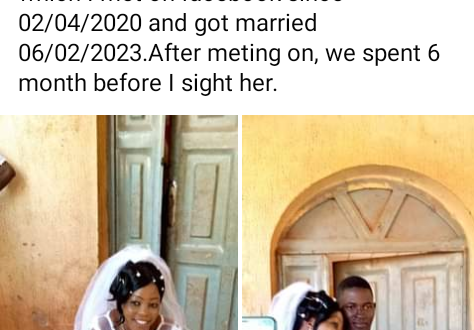 "Thank God for giving me a good wife who I met on Facebook" - Nigerian man writes as he weds