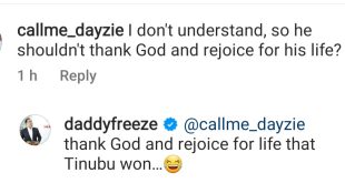 "Thanking God for life where people have died is selfish" Daddy Freeze opines