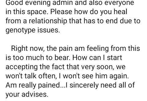 "The pain I am feeling is too much to bear" - Heartbroken Nigerian lady laments as her relationship ends due to incompatible genotype