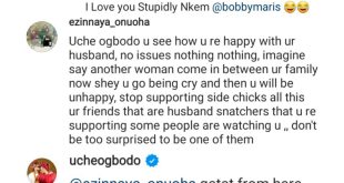 Between actress Uche Ogbodo and a fan who asked her to stop supporting side chics