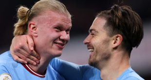 Erling Haaland and Jack Grealish celebrate their team