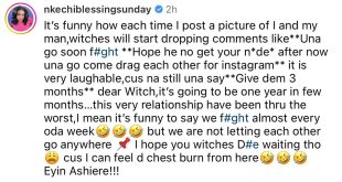 I hope you witches die waiting - Nkechi Blessing slams those surprised that her relationship has stood the test of time