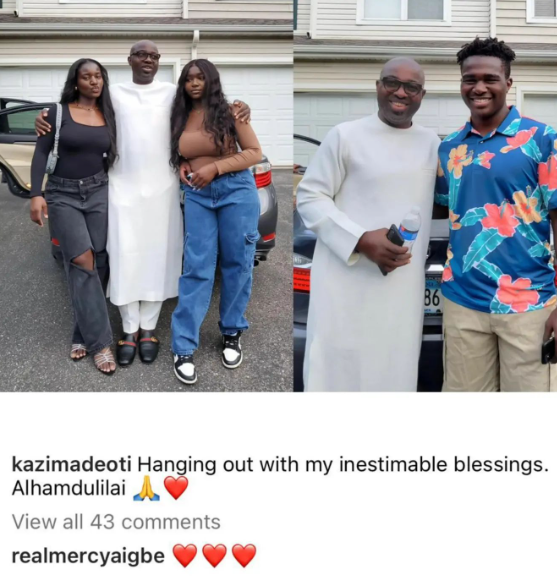 Mercy Aigbe reacts as her husband, Kazim Adeoti, shares photos of him spending time with his children from his first wife