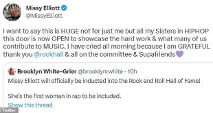 Missy Elliott becomes the first-ever female rapper admitted into the Rock & Roll Hall of Fame