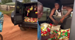 Portable Hits Street With G-Wagon, Distributes Food Stuffs To Children