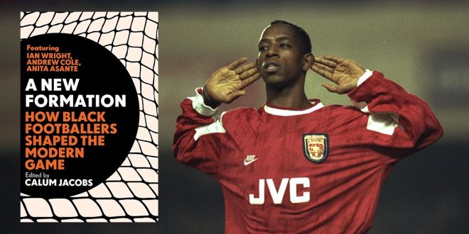 A New Formation: How Black Footballers Shaped The Modern Game: Ian Wright of Arsenal holds his hands to his ears during the Coca Cola Cup quarter-final against Newcastle at Highbury Stadium in London. Arsenal won the match 2-0.