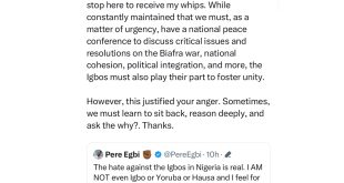 Some Igbos also propagate hate and don?t have respect for hierarchy or authority - Seyi Law reacts to Pere Egbi?s tweet on 'hate against Igbos'