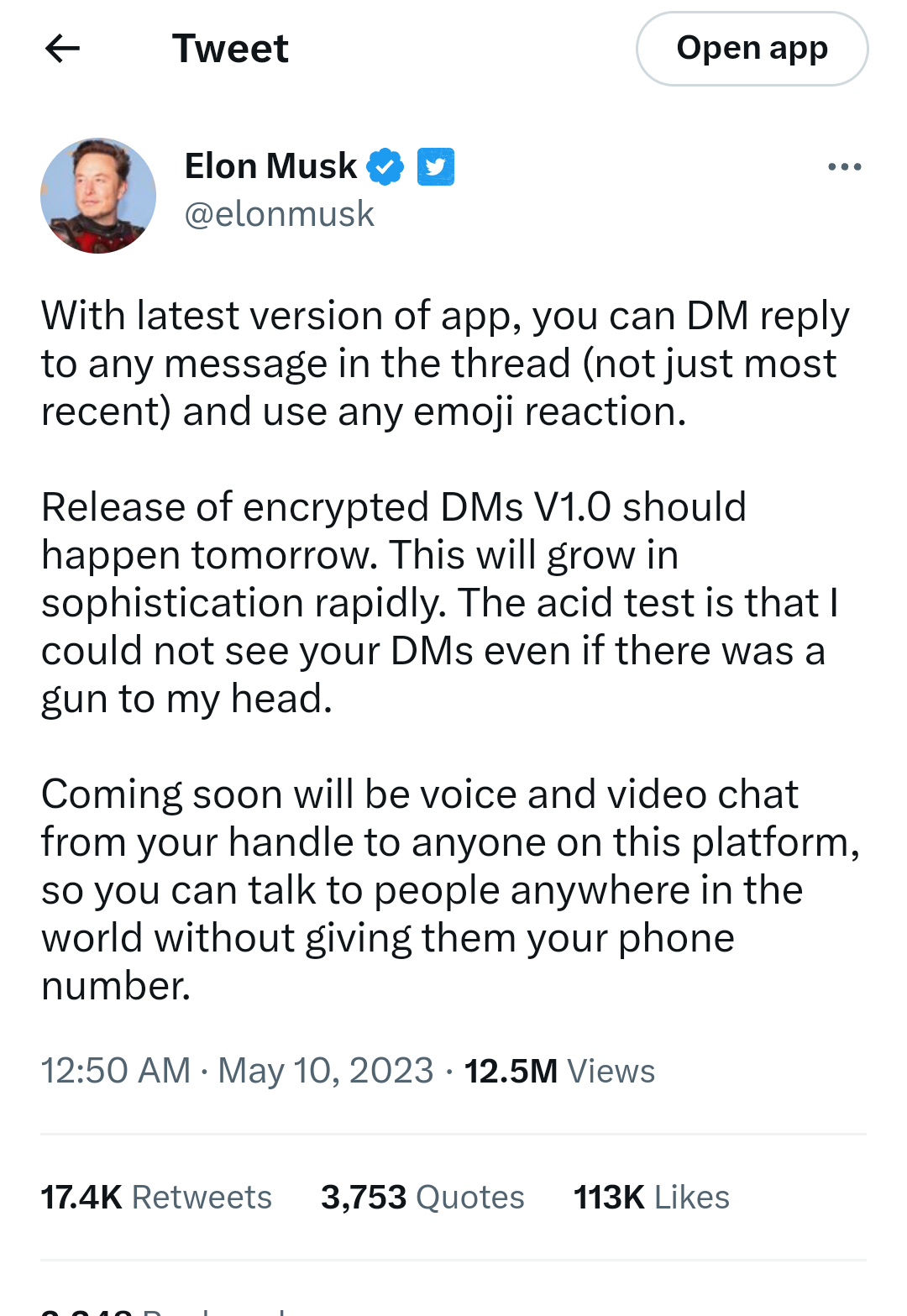 Twitter to soon allow calls and encrypted messaging - Elon Musk says