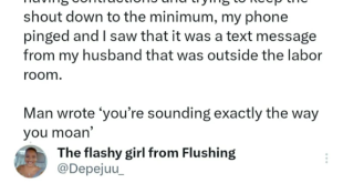You?re sounding exactly the way you moan - Nigerian woman reveals the hilarious message her husband sent her while she was having contractions and shouting in the labour room
