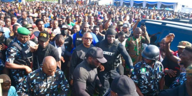 Crowd become uncontrollable as Peter Obi storms venue of the burial of former Senate President, Ken Nnamani