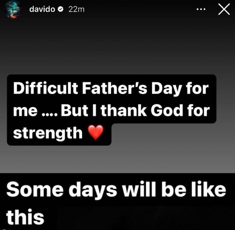 It?s a difficult Father?s day for me but I thank God - Davido writes as the world celebrates Father?s day