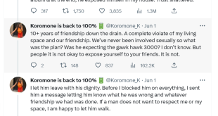 Lady recounts how she ended a friendship of over 10 years after her male friend exposed himself in her house