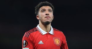 Manchester United star Jadon Sancho looks dejected during the UEFA Europa League group E match between Manchester United and Omonia Nikosia at Old Trafford on October 13, 2022 in Manchester, United Kingdom.