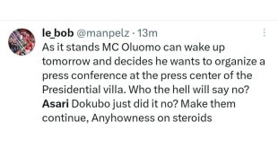 Nigerians react to photo of Asari Dokubo addressing State House correspondents in the press corps hall after his visit to President Tinubu