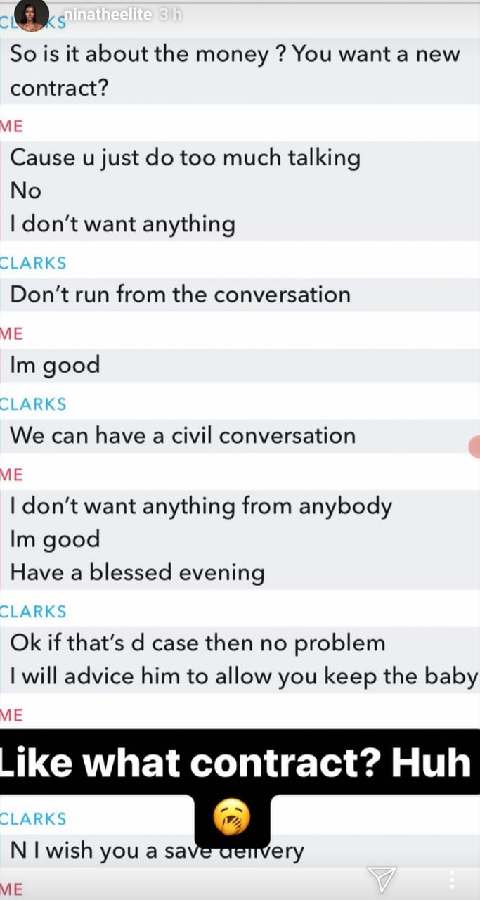 ''Once you deliver the baby, we will do the needful and take full responsibility if it is an Adeleke''- Lady claiming to be pregnant for singer Davido shares screenshot of chats she  allegedly had with a certain 'Clark Adeleke'