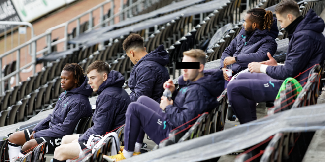 The Swansea City bench during an EFL Championship game