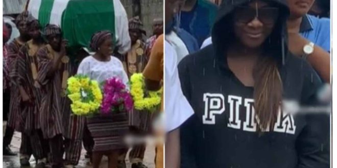 VIDEO: Mercy Johnson Buries Father Amid Tears