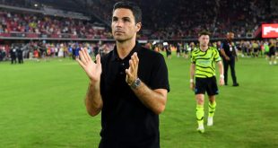 Mikel Arteta, Manager of Arsenal celebrates after the MLS All-Star Game between Arsenal FC and MLS All-Stars at Audi Field on July 19, 2023 in Washington, DC.