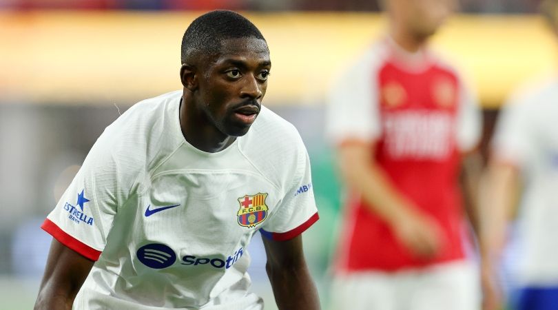 Ousmane Dembele in action for Barcelona against Arsenal in pre-season in July 2023.