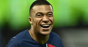 Kylian Mbappe of PSG laughing