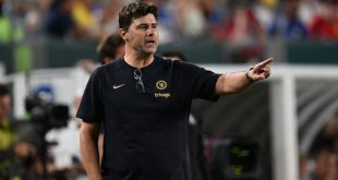 Chelsea head coach Mauricio Pochettino directs his team during the second half of the pre season friendly match against the Brighton & Hove Albion at Lincoln Financial Field on July 22, 2023 in Philadelphia, Pennsylvania.