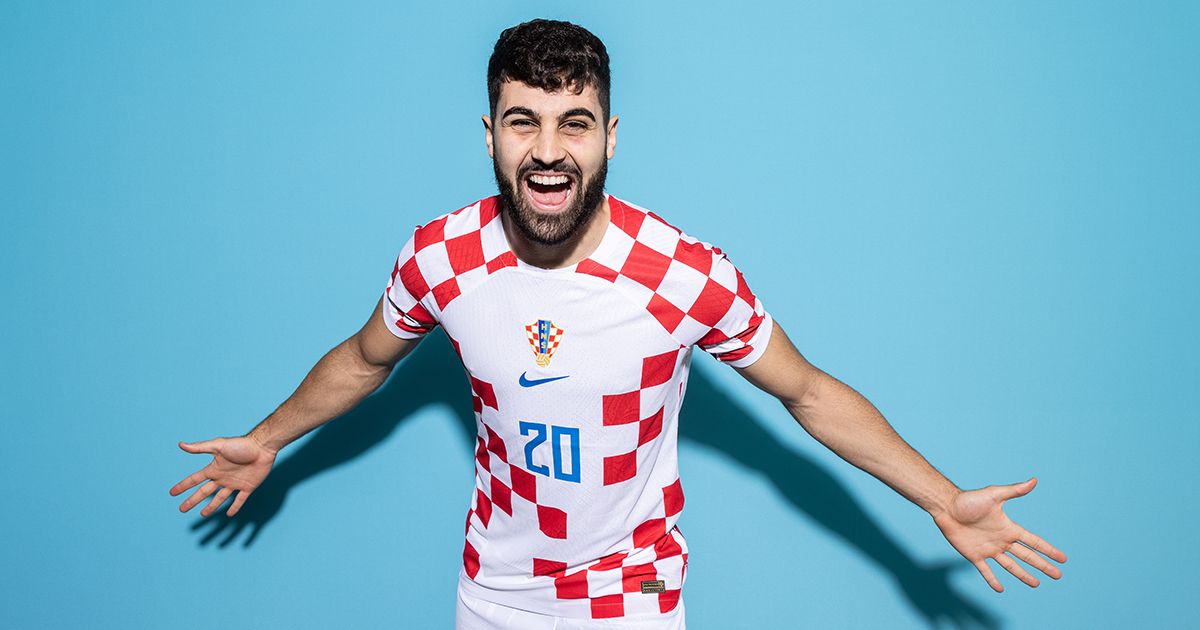 Chelsea target Josko Gvardiol of Croatia poses during the official FIFA World Cup Qatar 2022 portrait session on November 19, 2022 in Doha, Qatar.