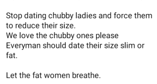 If you love a slim lady go for a slim lady. Stop dating chubby ladies and forcing them to reduce their size - Niger Delta activist advises men