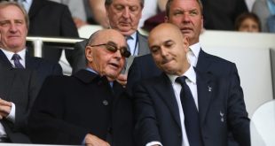 Joe Lewis and Daniel Levy watching a Tottenham game at White Hart Lane in 2014.
