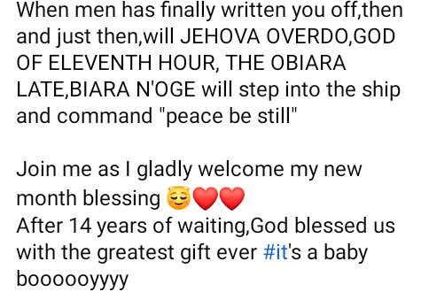Jubilation as Nigerian couple welcome first child after 14 years of waiting