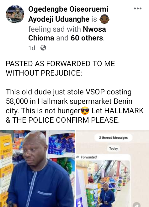 Man allegedly steals a bottle of VSOP worth N58,000 from supermarket in Edo